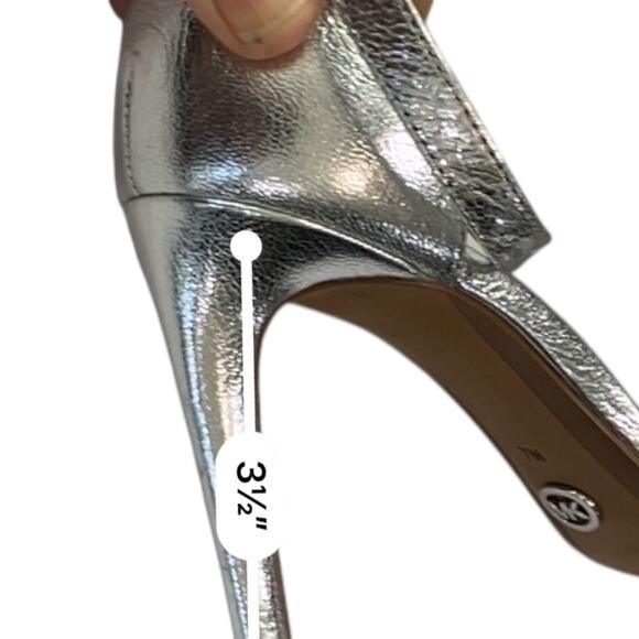 Michael Kors Paris Sequin Bow High Heel Dress Party Shoes Sandal Silver Size 7 - Picture 7 of 11
